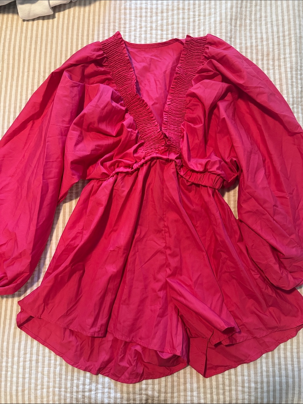 Bright Hot Pink V-Neck Flowy Romper